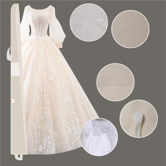 63" Bridal Wedding Gown Dress Garment Bag Extra Large Foldable Portable Travel - Picture 4 of 7